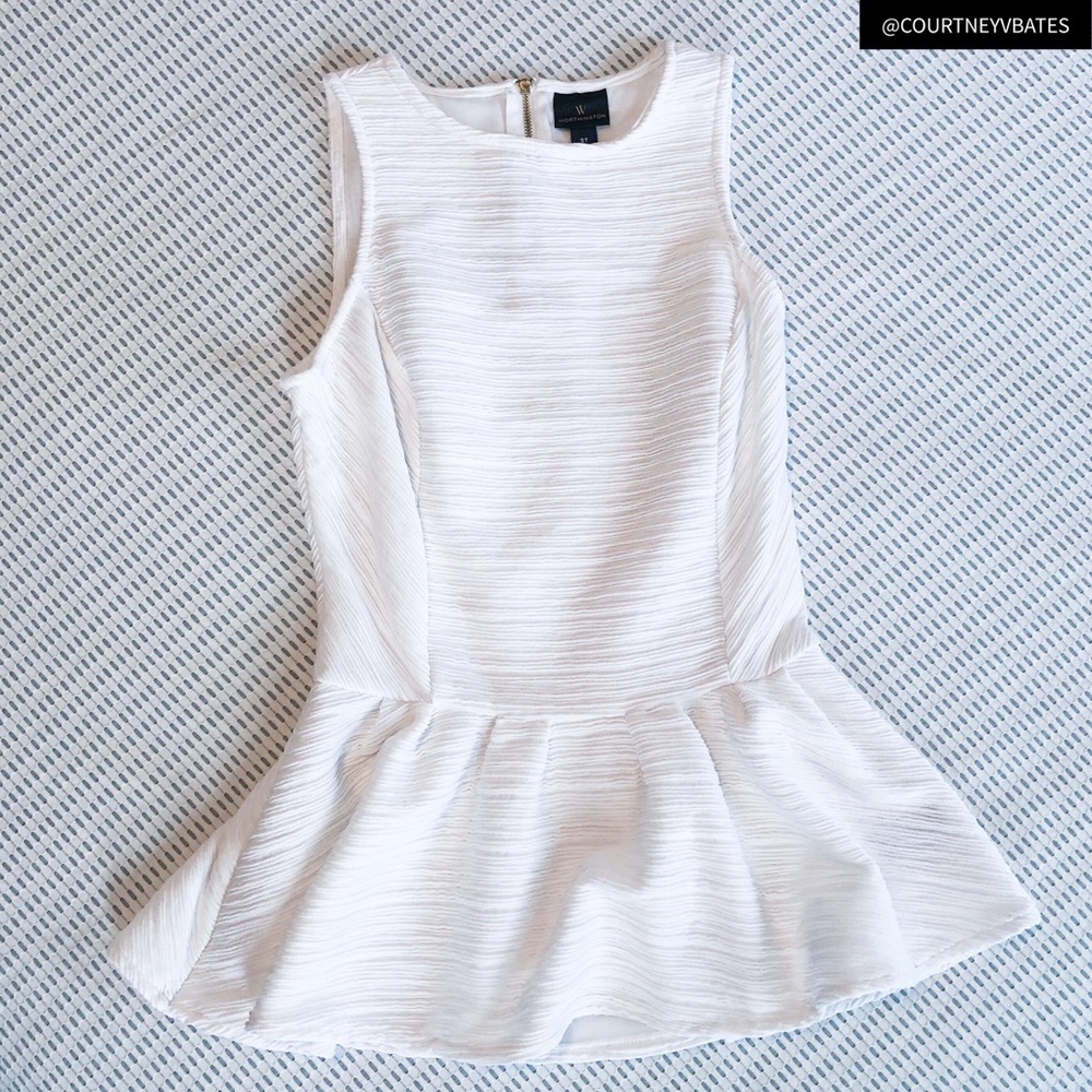Worthington Textured White Peplum Top